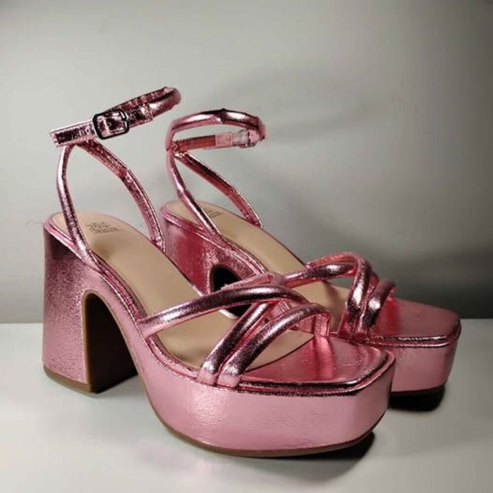 Wild Fable Women’s Metallic Pink Platform Heels Sandals Size 6 / Fits 6.5